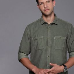 Louis Philippe Jeans Pure Cotton Corduroy Slim Fit Casual Shirt-image-9