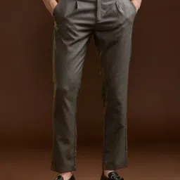 The Bear House Grey Polyester Regular Fit Solid Formal Trousers-image-51