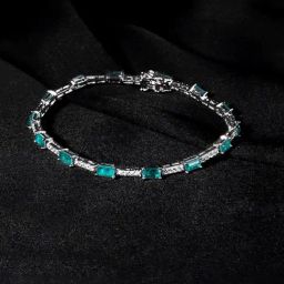 The Real Effect London The Opalia Rhodium Plated Silver Green Bracelet-image-68