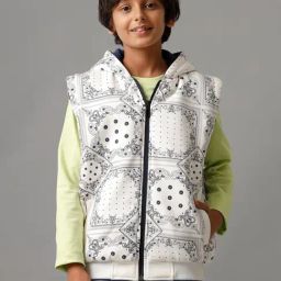 Under Fourteen Only Boys White Cotton Printed Jacket-picture-15