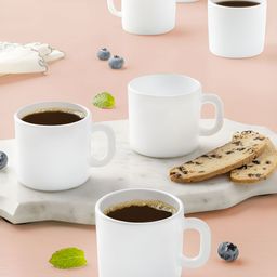 Larah by BOROSIL White Opalware Mugs Set of Cups and Mugs-49
