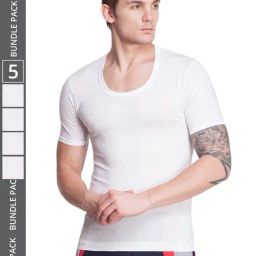 Dollar Bigboss White Cotton Regular Fit Vest - Pack Of 5-image-79