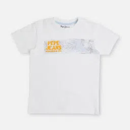 Pepe Jeans Boys White Graphic Print T-Shirt-picture-44