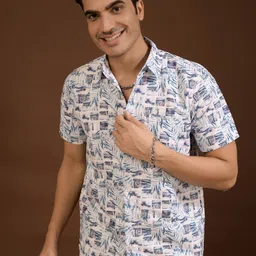 BAESD Men Standard Spread Collar Abstract Printed Polycotton Casual Shirt-image-41