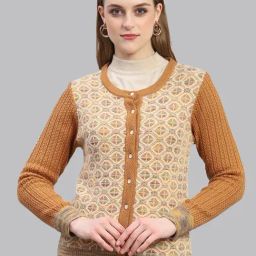 Monte Carlo Mustard Wool Printed Cardigan-picture-47
