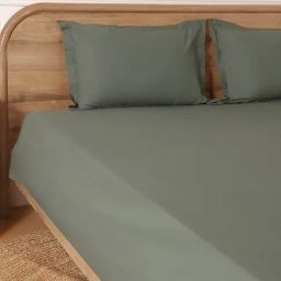 Westside Home Solid Green Double Bed Flat Sheet and Pillowcase Set-image-98