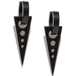 Yellow Chimes Black Triangular Stainless Steel Drop Earrings-image-37