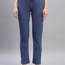 Monte Carlo Blue Cotton Blend Regular Fit Mid Rise Trackpants-image-88