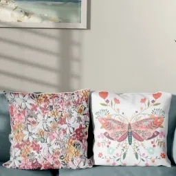 Haus & Kinder Floral Charm Digital Printed 100% Cotton Duck Square Cushion Cover - Pack of 2-picture-33