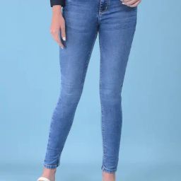 Crimsoune Club Blue Blended Skinny Fit Mid Rise Jeans-image-7