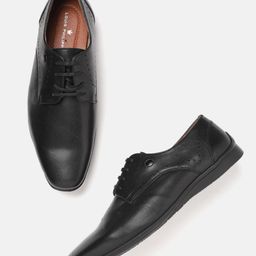 Louis Philippe Men Black Solid Leather Formal Derbys with Perforated Detail-image-89