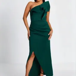 Quiz Green Plain Dress-image-23