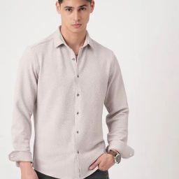 VASTRADO Core Fashion Grey Regular Fit Textured Shirt-image-96
