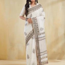 Fabindia White Printed Sarees-picture-44