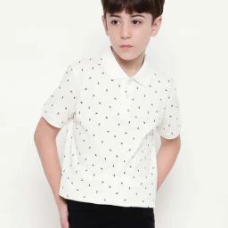 Octave Kids White Cotton Printed Polo T-Shirt-picture-46