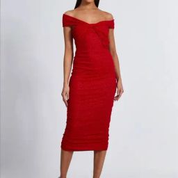 Quiz Red Embellished Dress-image-21