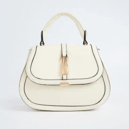 Elle White Solid Handbag-picture-3