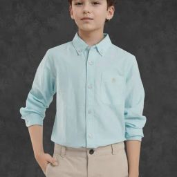 Rare Ones Boys Blue Cotton Solid Shirt-image-99