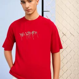 Vimal Jonney Red Loose Fit Graphic T-Shirt-image-93