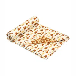 BLOCKS OF INDIA Kids Brown & White Animal Printed Cotton 150 GSM AC Room Single Bed Dohar-4