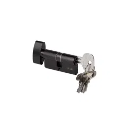 Hafele 80 mm Black Matt Euro Profile Thumb Turn Cylinder With Key, 916.50.085-17