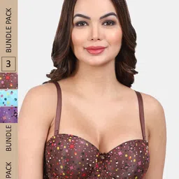 Amour Secret Pack Of 3 Polka Dot Medium Coverage Underwired Lightly Padded T-Shirt Bra-8