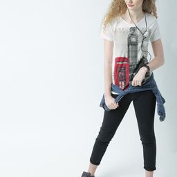 Huetrap Women Off-White Printed Round Neck T-shirt-image-12