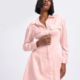 glitchez Feminine Flair Crinkle Effect Pleated Shirt-Style Dress-picture-11