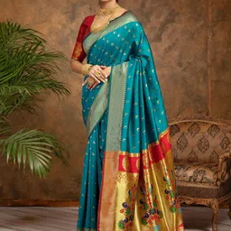KALINI Ethnic Motifs Woven Design Zari Paithani Saree-picture-45