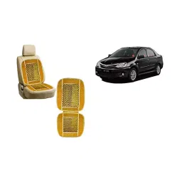 Auto Pearl Car Wooden Bead Seat Cushion with Velvet Border Compatible for Toyota Etios Set of 2 Pcs-image-76