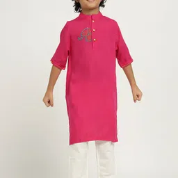 Somersault Boys Embroidered Regular Beads and Stones Pure Cotton Kurta with Trousers-56