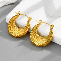 MYKI Divine Gold-Plated Stainless Steel Contemporary Hoops Earrings-picture-21