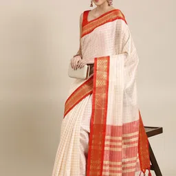 yourwish Checked Zari Pure Cotton Paithani Saree-55