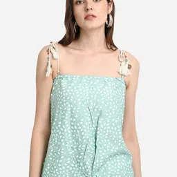 Prettify Green & blue glass Floral Print Liva Top-image-1