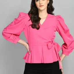 PRETTY LOVING THING V Neck Wrap Top-image-74