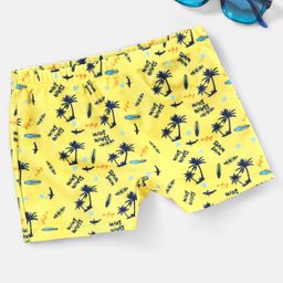 Babyhug Swimming Trunk Tropical Print - Yellow-image-10