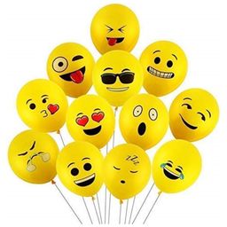 Bubble Trouble Face Expression Latex Rubber Emoji Balloon Pack of 30 - Yellow-27