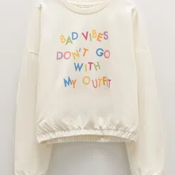 LC Waikiki Full Sleeves Bad Vibes Dont Go With My Outfit Text Printed - Ecru Off White-picture-45