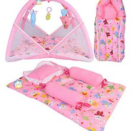 Kwitchy Baby Bedding Set New Born Mattress with Net Sleeping Bag & 4 Pcs Gaddi Set -Pink-11