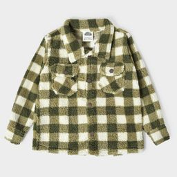 Mi Arcus Full Sleeves Fur Lined Buffalo Checked Inner Sherpa Jacket - Green-picture-6