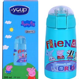 YOUP Stainless Steel Sky Blue  Color Peppa Pig Theme Kids Insulated Double Wall Sipper Bottle ZESTY- 300 ml-image-58