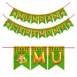 Wobbox My First Hair Cut Banner, Mundan Ceremony Banner, Mundan Ceremony Decoration Green-Pack Of 1-39