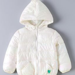 Kookie Kids Full Sleeves Padded Hoodies with Kangaroo Pockets - White-image-96