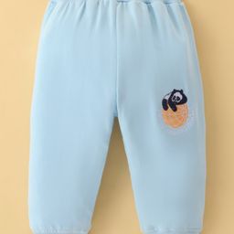 Tango Looper Cotton Knit Full Length Lounge Pant with Panda Embroidery - Blue-picture-13