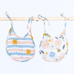 Cocoon Care Bamboo Muslin Terry Bib for Babies, Playful Bees - Stripes Lovable Prints (Pack Of 2) | Multicolor-10