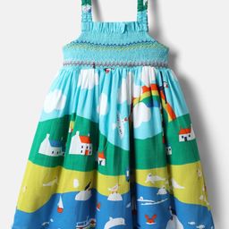 Babyhug Cotton Woven Sleeveless Frock With Bird Print - Multicolor-image-56
