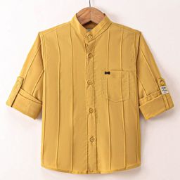 Dapper Dudes Full Sleeves Striped Textured Shirt - Yellow-image-80