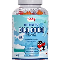 Babyorgano Nutriverse Cough & Cold Relief Gummies For Kids (2-15 Yrs) |30 Gummies |Relieve Dry Cough, Throat Irritation|Non-Drowsy, Ayurveda Inspired Formula, No Gelatin, Gluten, Dairy|Mango Flavor-18