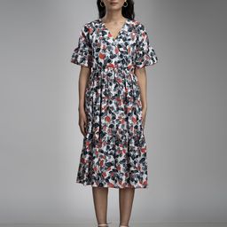 KRISS-CROX Woman Floral Printed Fit & Flare Dress-image-71