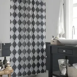 ArtzFolio Grey & White Printed Waterproof Shower Curtain-7